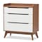 Baxton Studio Brighton Mid-Century White and Walnut Wood 3-Drawer Storage Chest 137-7494 - alternate 1